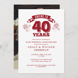 Invitation Photo du 40e anniversaire du Mariage Ruby