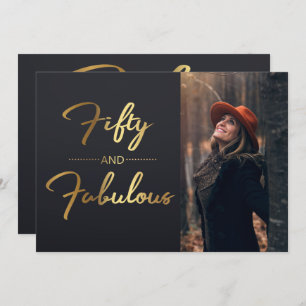 Invitation Photo du 50e anniversaire de Black and Gold