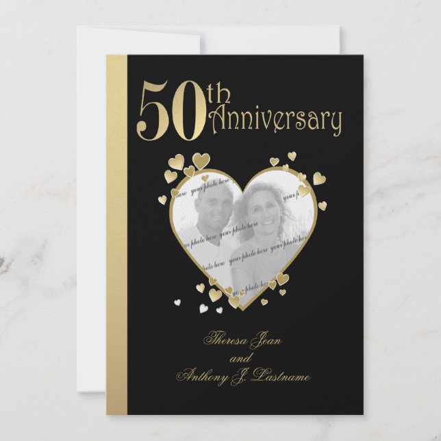 Invitation Photo du 50e anniversaire de mariage en forme de c (Devant)