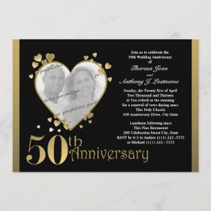 Invitation Photo du 50e anniversaire de mariage en forme de c