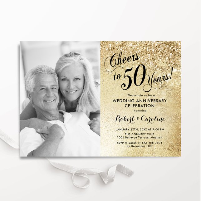 Invitation Photo du 50e anniversaire de mariage en or (Créateur téléchargé)