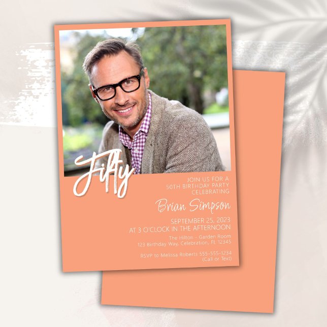 Invitation Photo du 50e anniversaire de Peach (Créateur téléchargé)