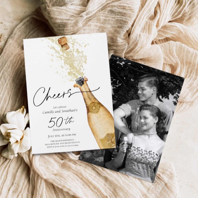 Invitation photo du 50e anniversaire du Mariage (50th Wedding Anniversary Photo Invitation)