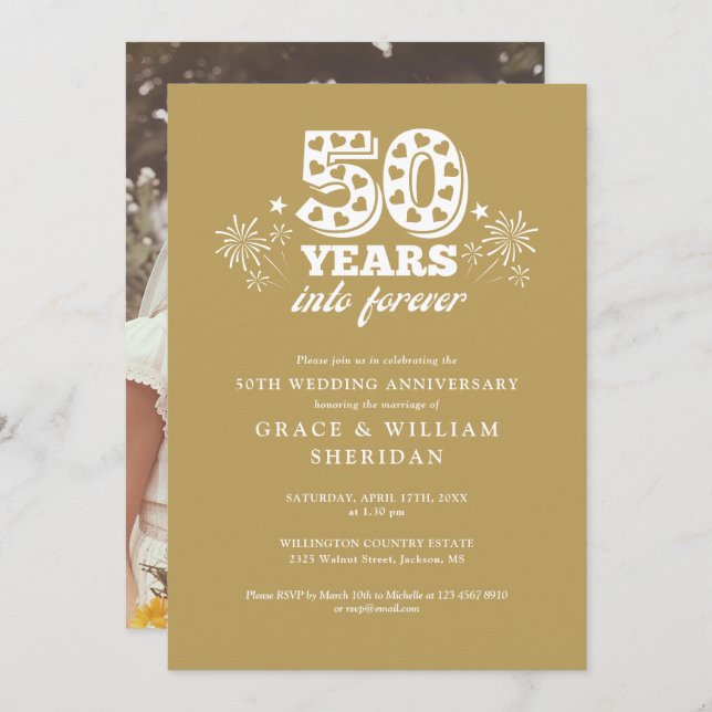 Invitation Photo du 50e anniversaire du Mariage de Forever Go (Devant / Derrière)