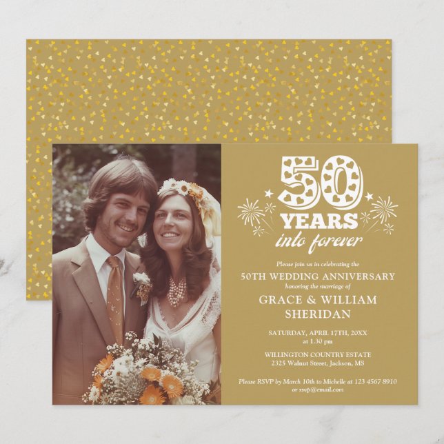 Invitation Photo du 50e anniversaire du Mariage de Forever Go (Devant / Derrière)