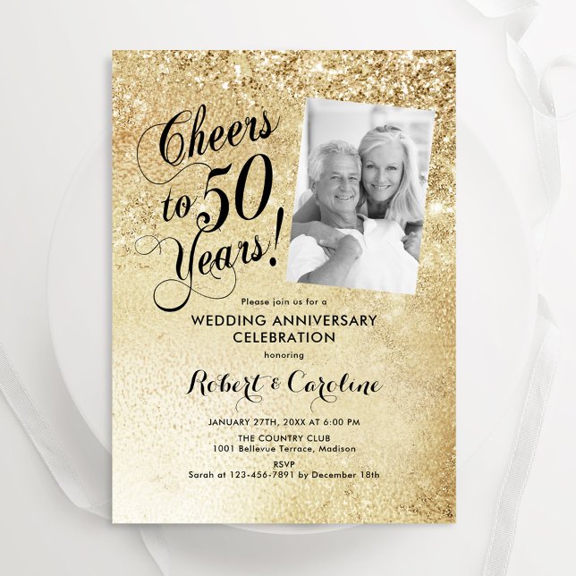 Invitation Photo du 50e anniversaire du Mariage d'or (Créateur téléchargé)
