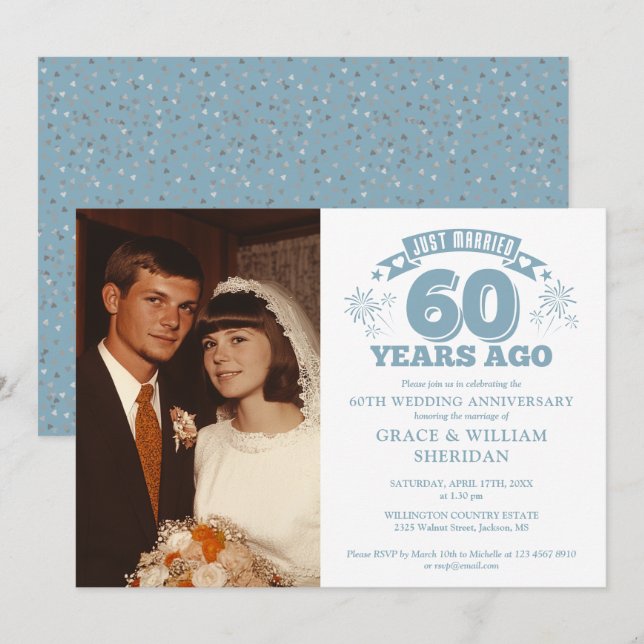Invitation Photo du 60e anniversaire du Mariage marié (Devant / Derrière)