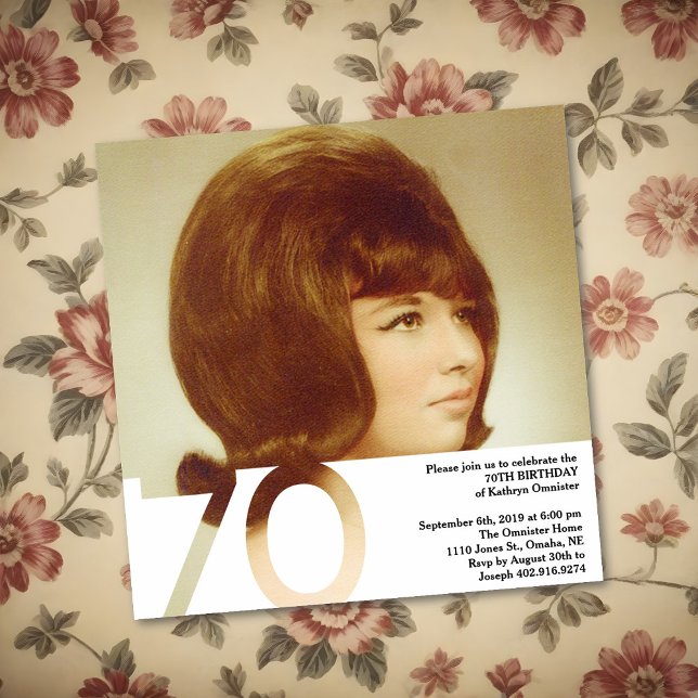 Invitation photo du 70e anniversaire - 5,25 x 5,25 (Créateur téléchargé)