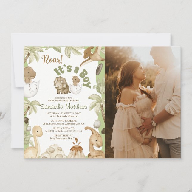 Invitation Photo du Baby shower "C'est un garçon" de Cute Din (Devant)