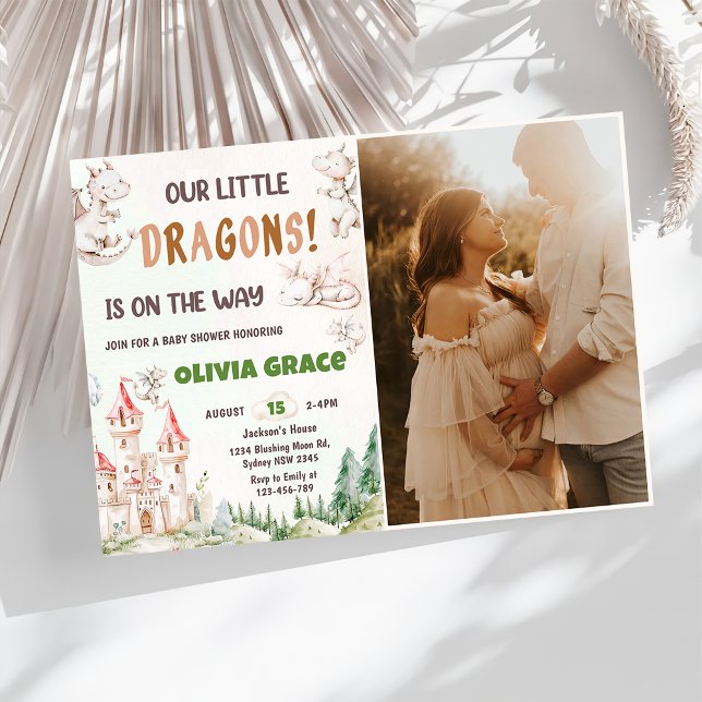 Invitation Photo du Baby shower du Cute Dragon (Créateur téléchargé)