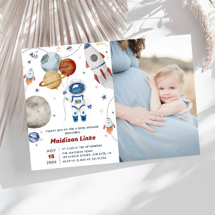 Invitation Photo du Baby shower garçon de l'astronaute spatia