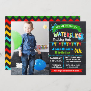 Invitation Photo du billard d'anniversaire de Chalkboard Wate