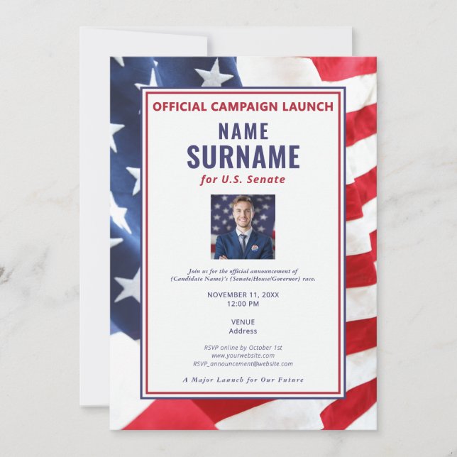 Invitation Photo du candidat politique Lancement officiel de  (Devant)