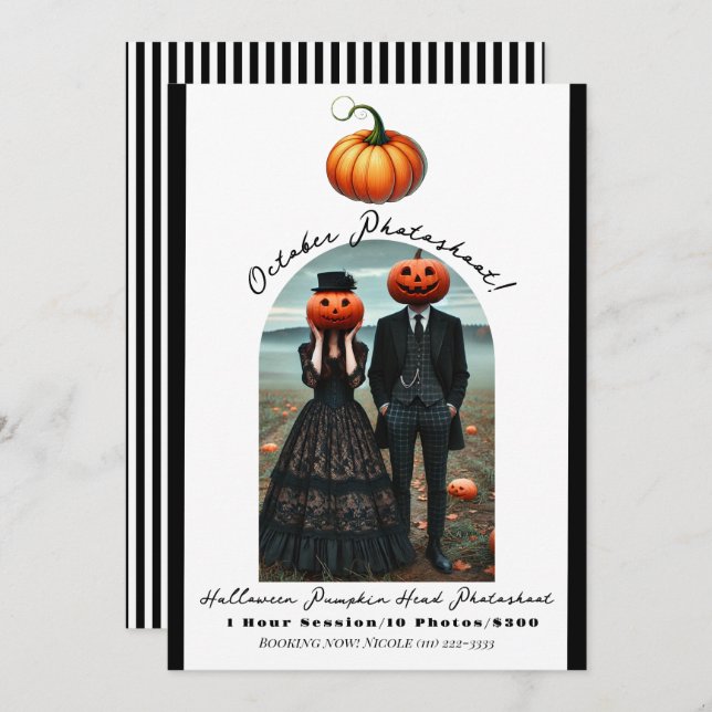 Invitation Photo du citrouille Halloween Fall Photography (Devant / Derrière)