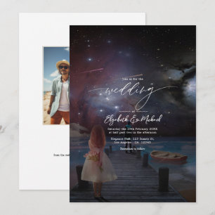 Invitation Photo du code QR du Mariage Starry Night Docside