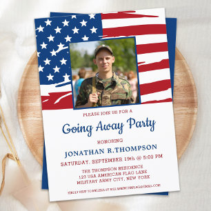 Invitation Photo du drapeau américain du parti militaire