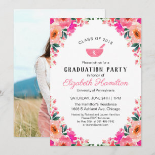 Invitation Photo du Grad Party de Mortar Pestle Pharmacy Scho