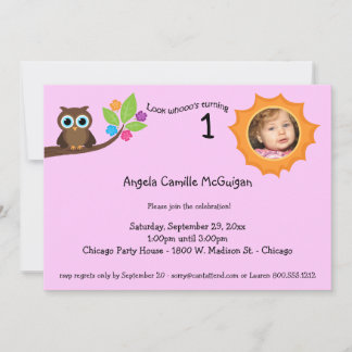 Invitation photo du hibou de la fête des enfants r