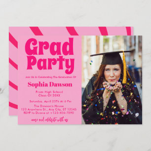 Invitation Photo du les années 70 Retro Graduation Party