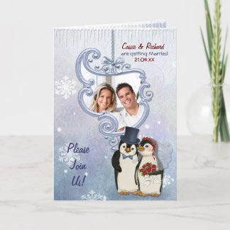 Invitation photo du Mariage de pingouin