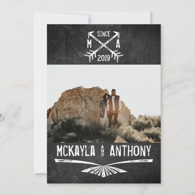 Invitation Photo du Monogramme de la fête d'engagement Croisé (Devant)