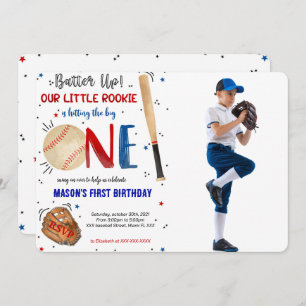 Invitation photo du premier anniversaire de baseba