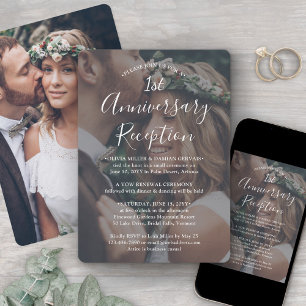 Invitation Photo du premier anniversaire de mariage & Texte b