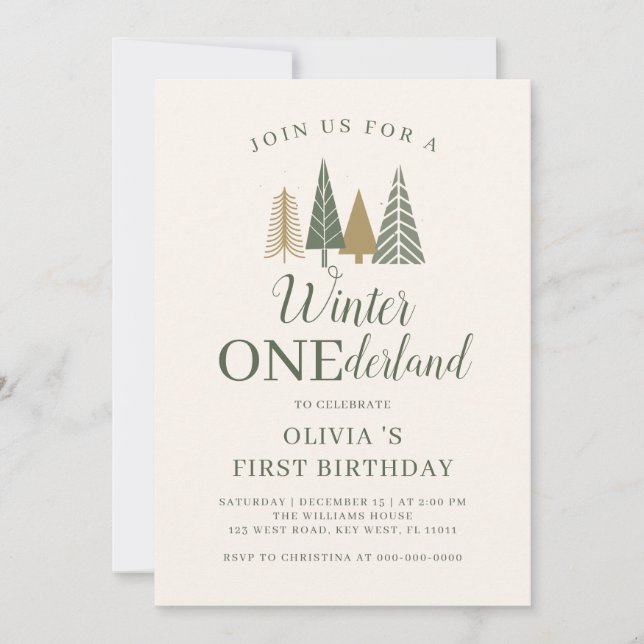 Invitation Photo du premier anniversaire de Winter Onederland (Devant)