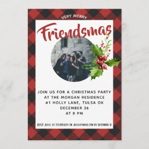 Invitation photo du Red Buffalo Plaid Christmas Pa