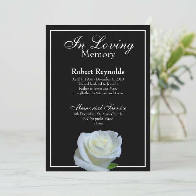 Invitation Photo du service funéraire ou commémoratif noir et (Debout devant)