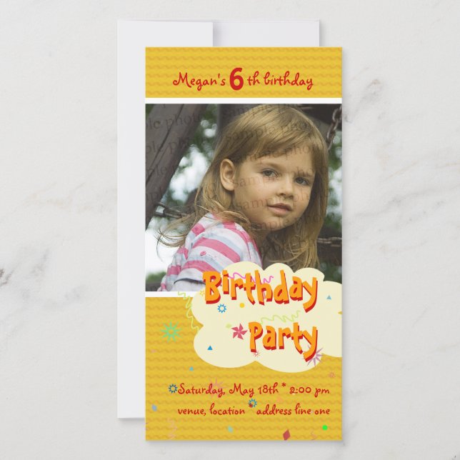 Invitation photo du super anniversaire de Megan (Devant)