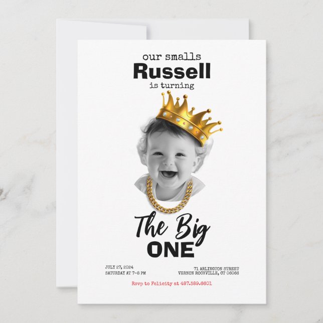 Invitation photo d'un 1er anniversaire (Devant)