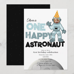 Invitation Photo d'un astronaute heureux pour son 1er anniver