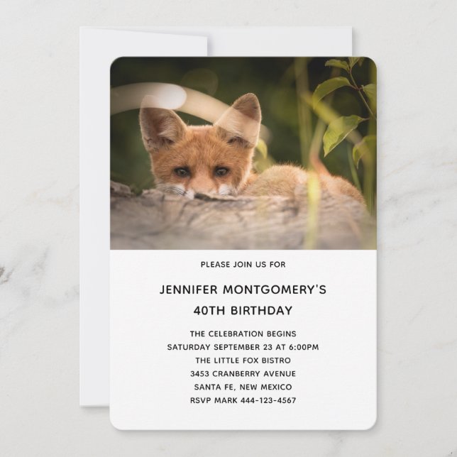 Invitation Photo d'un joli anniversaire de Little Fox (Devant)