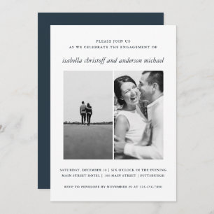 Invitation photo d'un Mariage bleu élégant