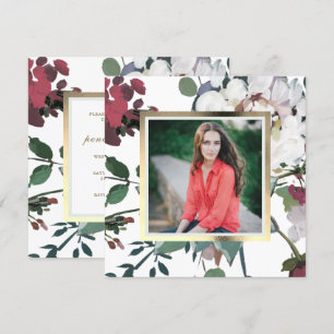 Invitation Photo d'une fête de graduation florale chic et jol