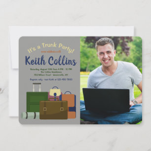 Invitation photo d'une fête de voyage (masculine)