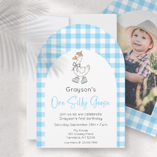 Invitation photo d'une oie bête 1er anniversaire
