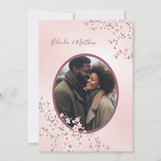 Invitation Photo Dusty Mariage rose cerise en fleurs