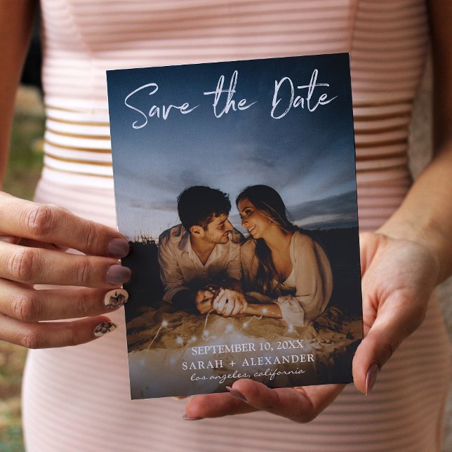 Invitation Photo - Écriture manuscrite Vertical Enregistrer l (Créateur téléchargé)