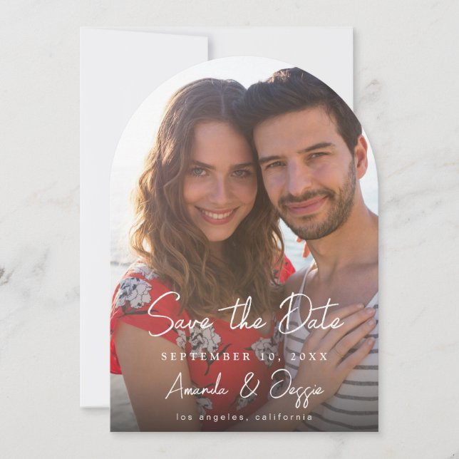 Invitation Photo - Écriture manuscrite Vertical Enregistrer l (Devant)