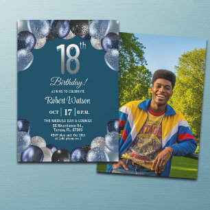 Invitation Photo élégant 18ème anniversaire avec paillettes b