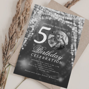 Invitation Photo élégant 50e anniversaire lumières argentées
