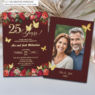 Invitation Photo élégant d'anniversaire de mariage de 25 ans