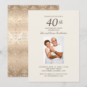 Invitation Photo élégant d'anniversaire de mariage de 40 ans 