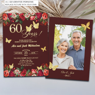 Invitation Photo élégant d'anniversaire de mariage de 60 ans