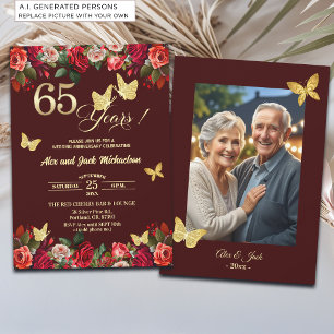 Invitation Photo élégant d'anniversaire de mariage de 65 ans 