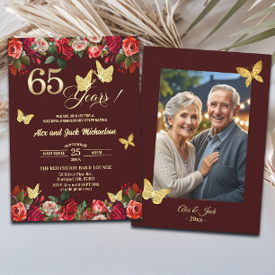 Invitation Photo élégant d'anniversaire de mariage de 65 ans 