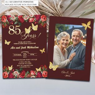 Invitation Photo élégant d'anniversaire de mariage de 85 ans 