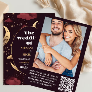 Invitation Photo Elégant Mariage céleste d'or de Bourgogne